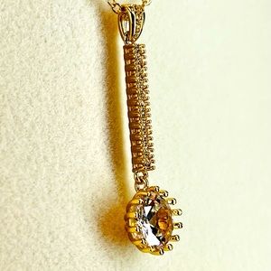 18k Yellow Gold Plated Cubic Zirconia The Persuasive Necklace. Chain: 46cm